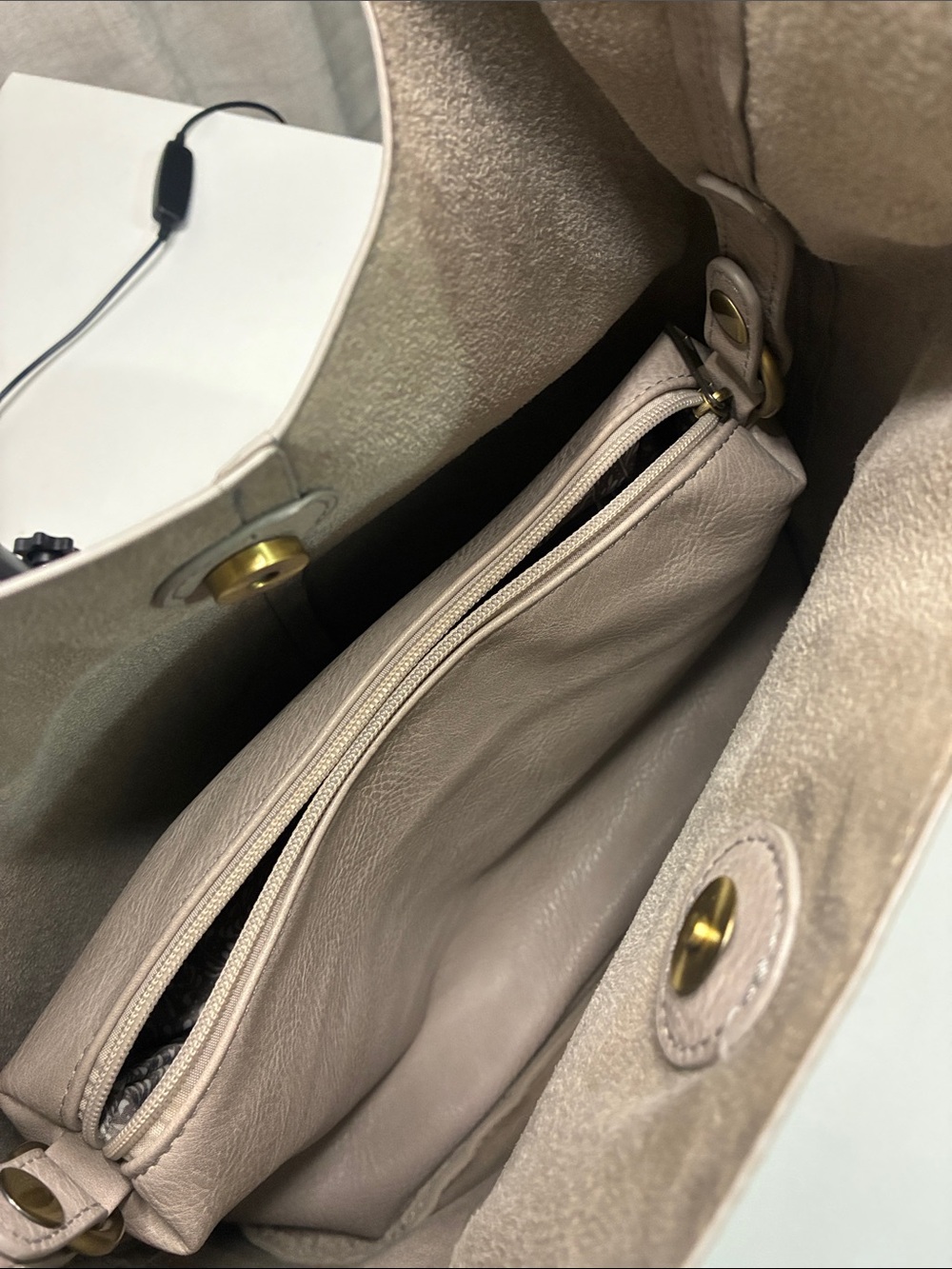 Joy Susan Cream Hobo Shoulder Bag with Front Pocket - Picture 4 of 11